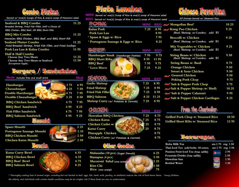 Ohana Menu – Ohana Hawaiian BBQ